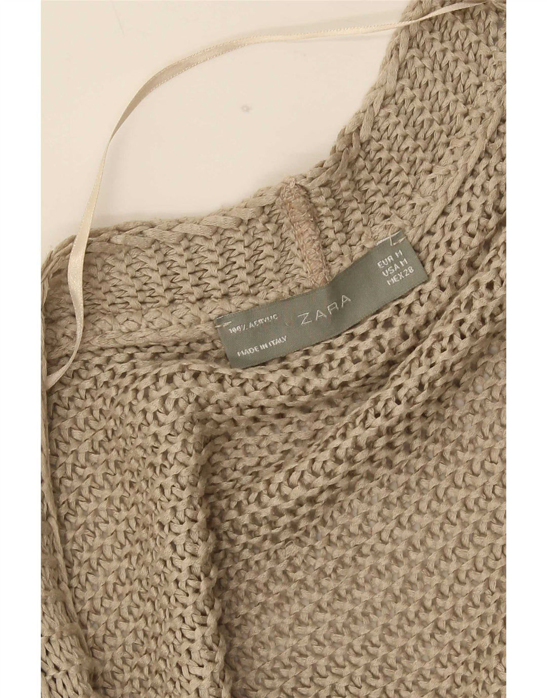 Zara Womens Oversized Longline Open Cardigan Sweater UK 14 Medium Beige