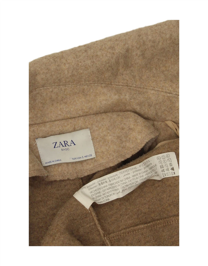 Zara Womens Open Oversized Overcoat UK 10 Small Beige Polyester