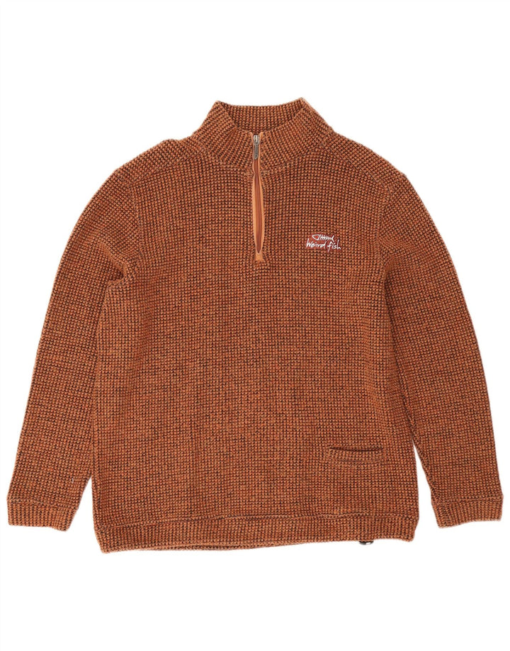 Weird Fish Mens Zip Neck Sweatshirt Jumper Medium Brown Acrylic