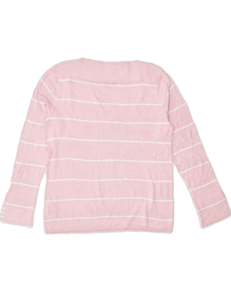 CHAPS Womens Oversized Boat Neck Jumper Sweater UK 18 XL Pink Striped | Vintage | Thrift | Second-Hand | Used Clothing | Messina Hembry 