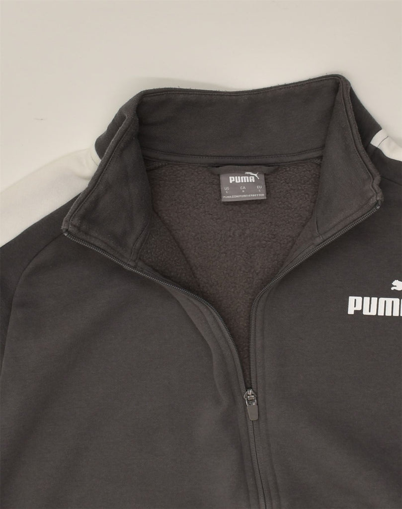 PUMA Mens Tracksuit Top Jacket Large Grey Colourblock Cotton | Vintage Puma | Thrift | Second-Hand Puma | Used Clothing | Messina Hembry 