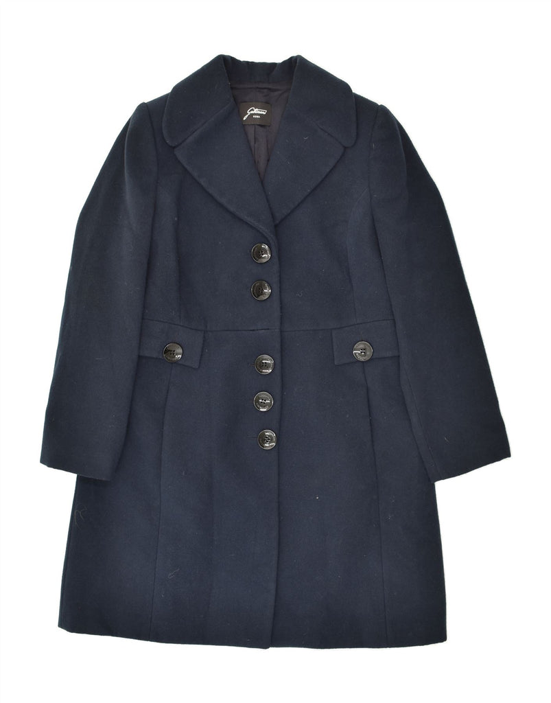 GATTINONI Womens Overcoat UK 14 Large Navy Blue | Vintage Gattinoni | Thrift | Second-Hand Gattinoni | Used Clothing | Messina Hembry 