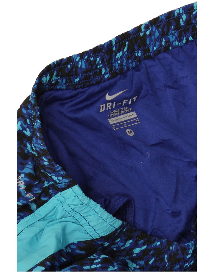 NIKE Womens Dri Fit Sport Shorts UK 14 Medium  Blue Spotted Polyester