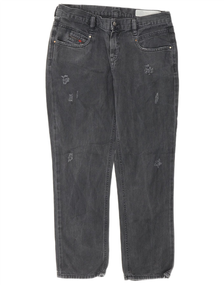 Diesel Womens Belthy-Ankle Distressed Slim Straight Jeans W29 L27 Grey