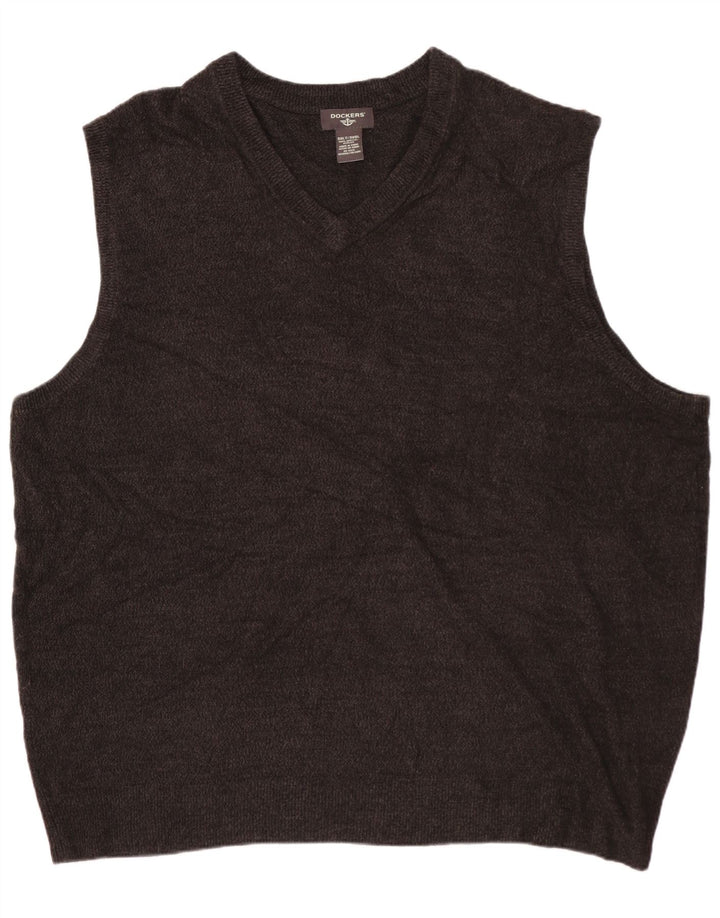 DOCKERS Mens Vest Tank Top 3XL Grey Acrylic