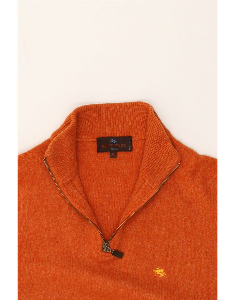 ETRO Womens Zip Neck Jumper Sweater UK 18 XL Orange Wool | Vintage Etro | Thrift | Second-Hand Etro | Used Clothing | Messina Hembry 