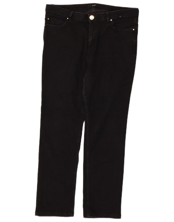 Marks & Spencer Womens Short Straight Jeans UK 14 Large W34 L27 Black