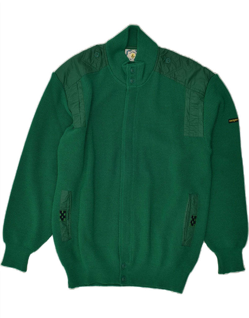 NAVIGARE Mens Knit Bomber Jacket UK 38 Medium Green | Vintage Navigare | Thrift | Second-Hand Navigare | Used Clothing | Messina Hembry 