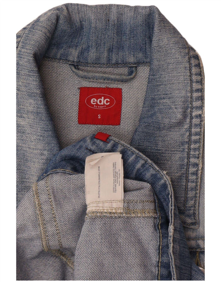EDC Womens Crop Denim Jacket UK 10 Small Blue Cotton