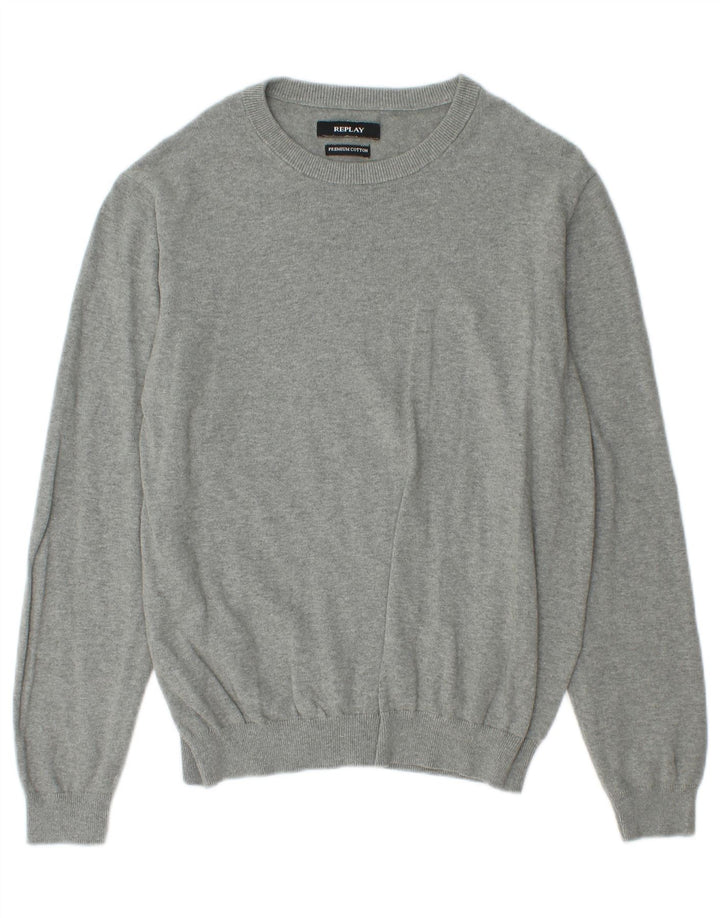 Replay Womens Boat Neck Jumper Sweater UK 14 Medium Grey Cotton