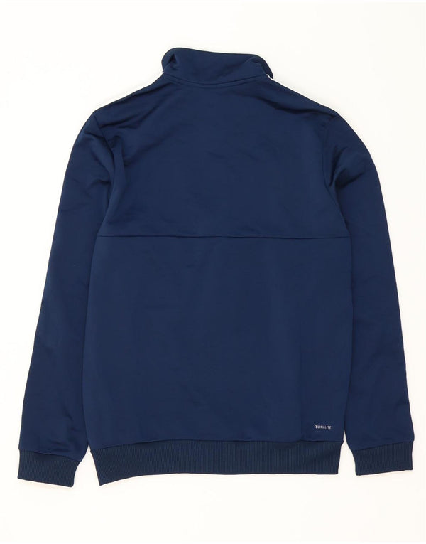 ADIDAS Boys Climalite Tracksuit Top Jacket 13-14 Years Navy Blue Polyester