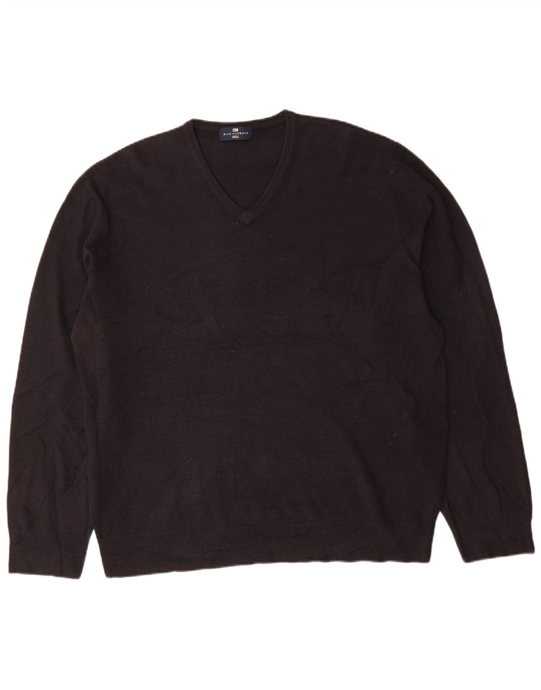 Marks & Spencer Mens Blue Harbour V-Neck Jumper Sweater 2XL Navy Blue