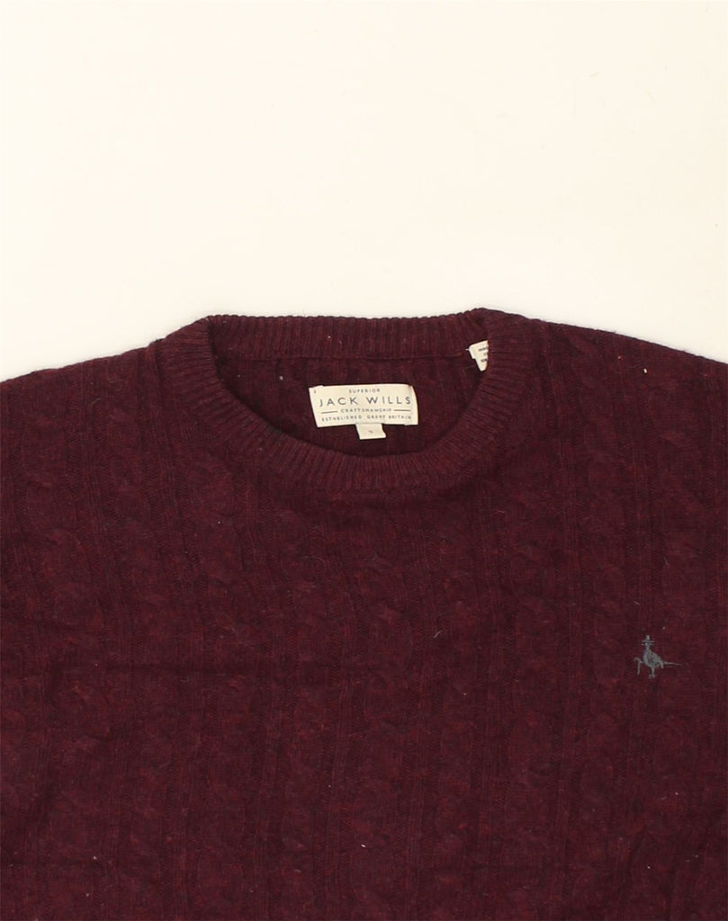 JACK WILLS Mens Crew Neck Jumper Sweater Small Burgundy Wool | Vintage Jack Wills | Thrift | Second-Hand Jack Wills | Used Clothing | Messina Hembry 