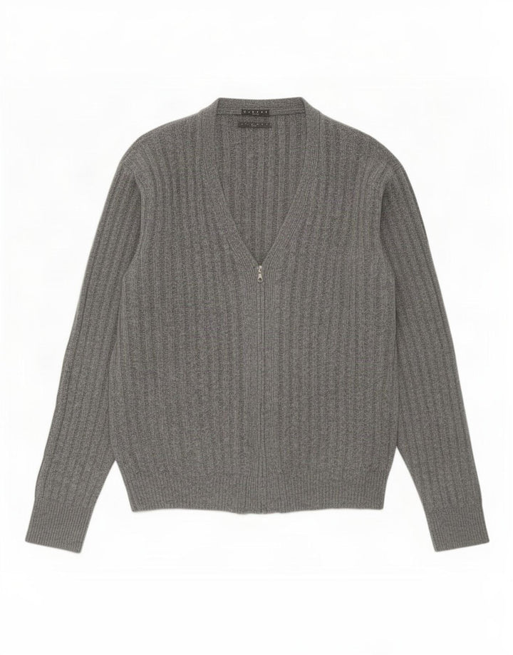 Sisley Mens Cardigan Sweater Large Grey Wool
