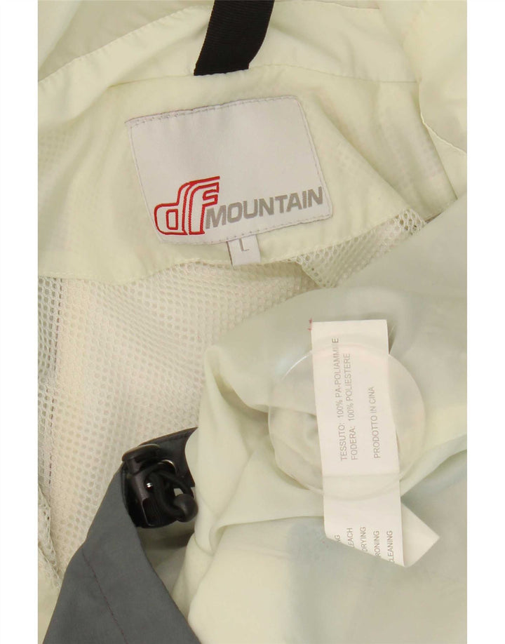 Vintage Mens Hooded Rain Jacket UK 40 Large White Colourblock Polyamide