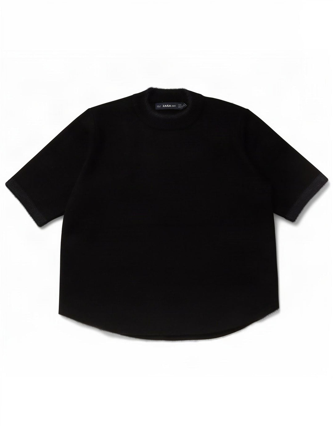 Zara Womens Short Sleeve Crop Top UK 10 Small Black