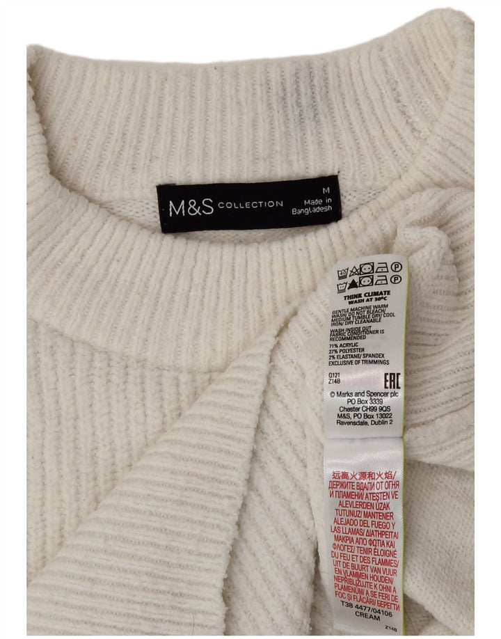 Marks & Spencer Womens Crew Neck Jumper Sweater UK 14 Medium White Acrylic