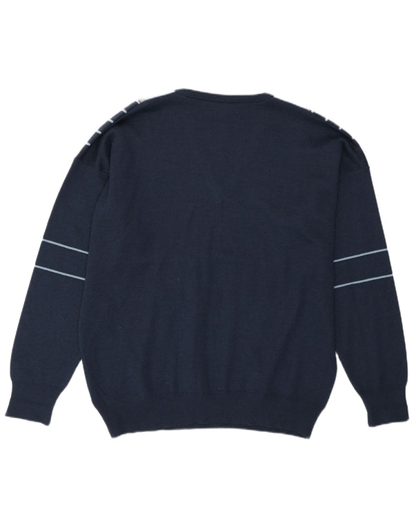 Gabicci Mens V-Neck Jumper Sweater Large Navy Blue Colourblock