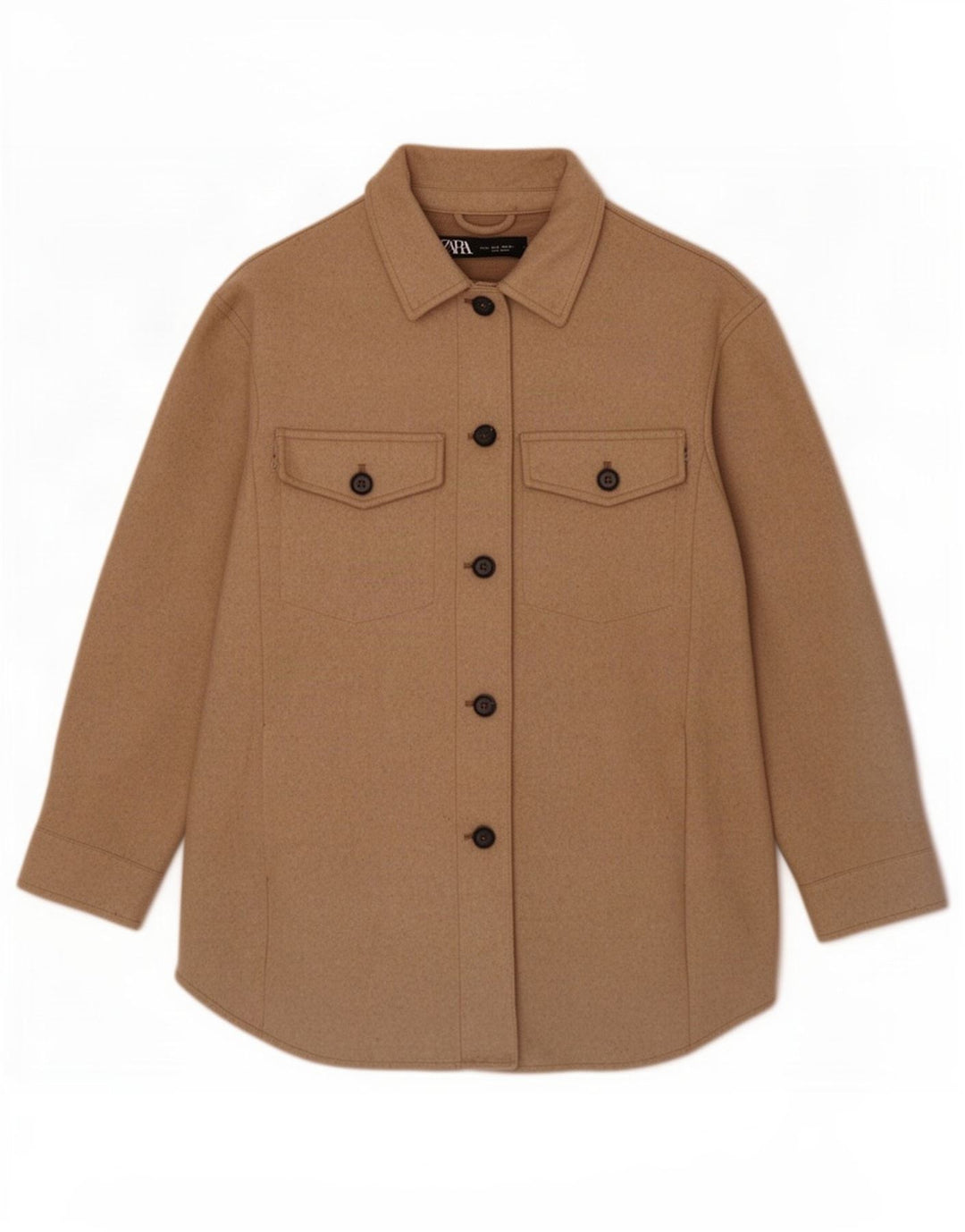 Zara Womens Shacket Oversized Jacket UK 10 Small Brown Polyester