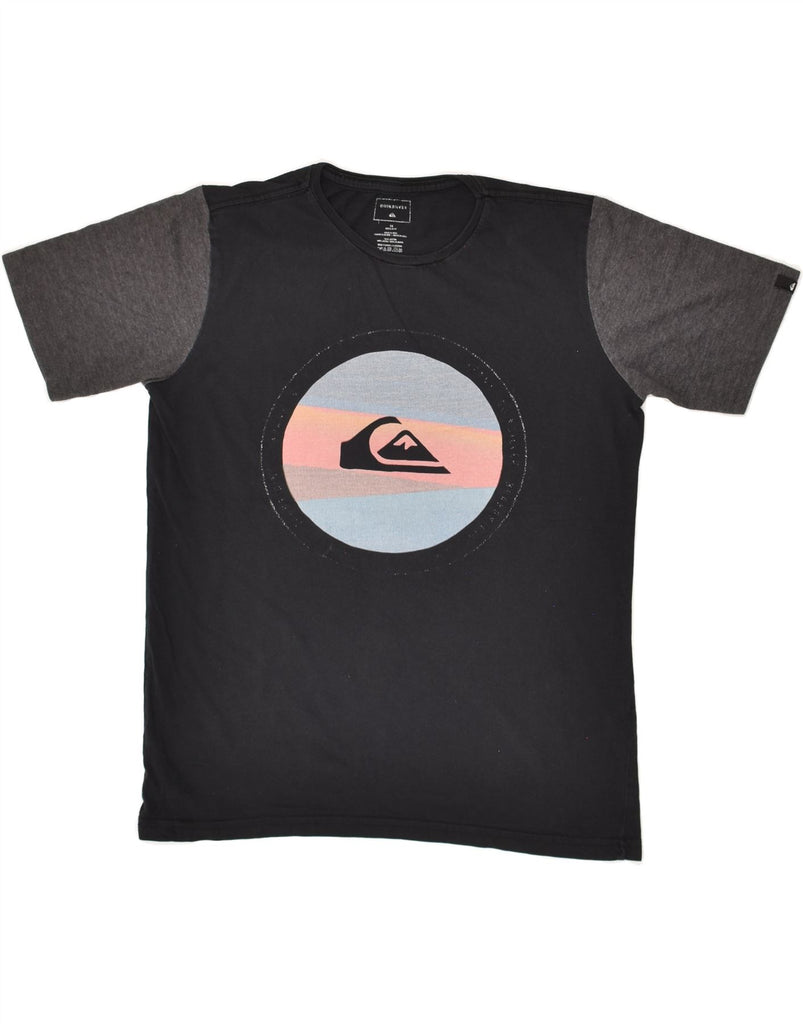 QUIKSILVER Boys Graphic T-Shirt Top 13-14 Years Black Colourblock Cotton | Vintage Quiksilver | Thrift | Second-Hand Quiksilver | Used Clothing | Messina Hembry 