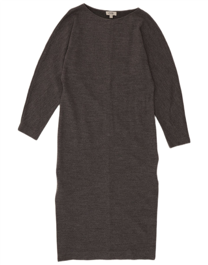 Cos Womens Long Sleeve Jumper Dress UK 10 Small Grey Wool