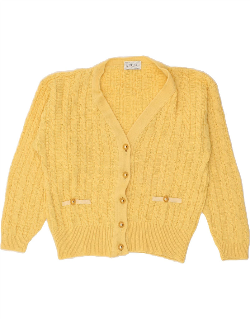 VINTAGE Womens Cardigan Sweater UK 16 Large Yellow | Vintage Vintage | Thrift | Second-Hand Vintage | Used Clothing | Messina Hembry 