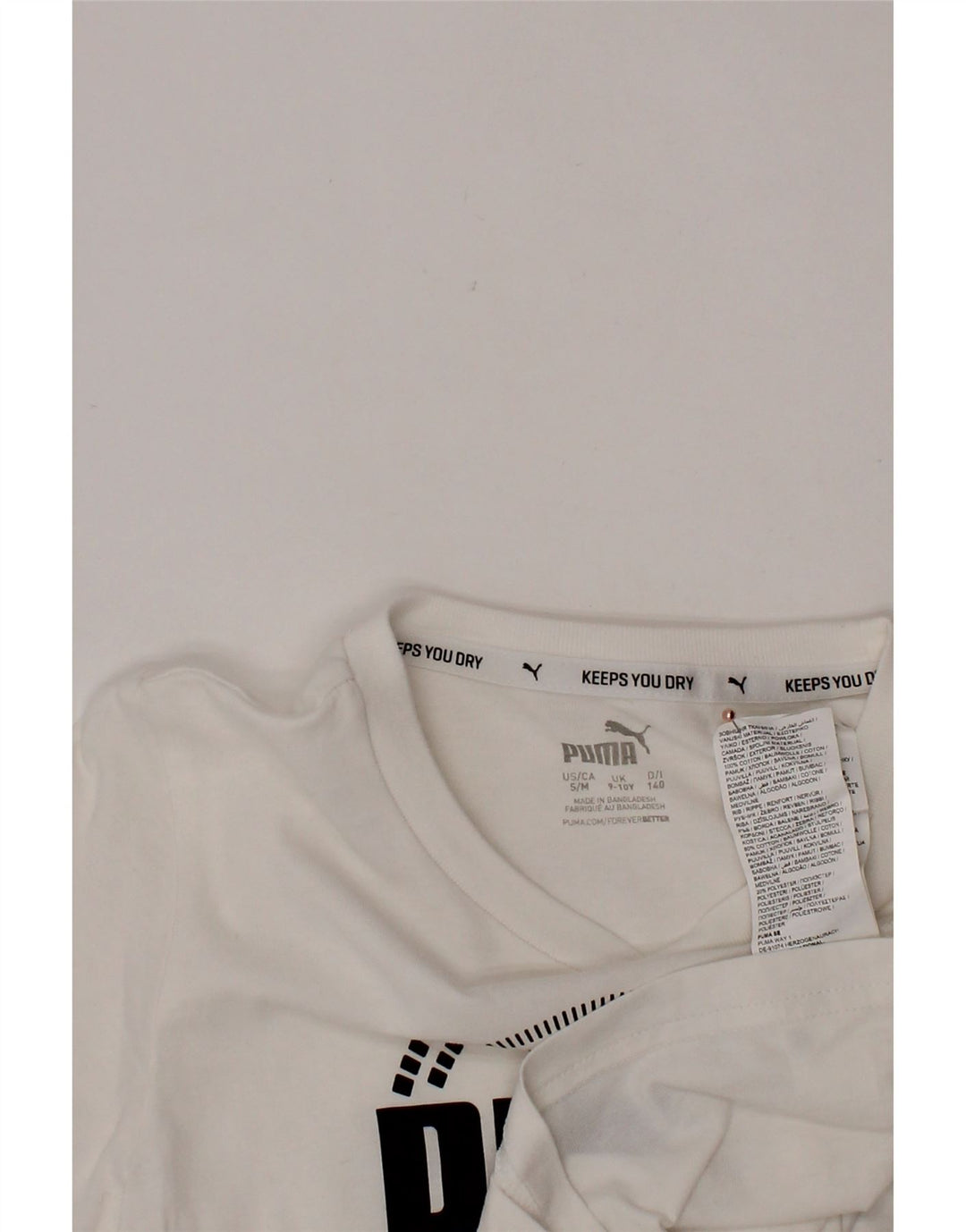 PUMA Boys Graphic T-Shirt Top 9-10 Years White Cotton