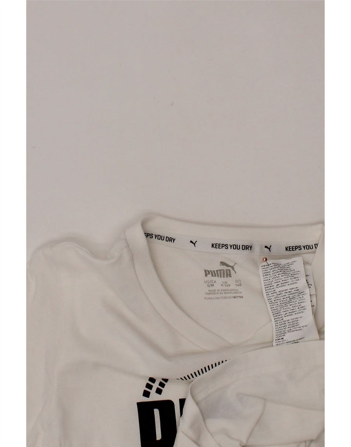 PUMA Boys Graphic T-Shirt Top 9-10 Years White Cotton