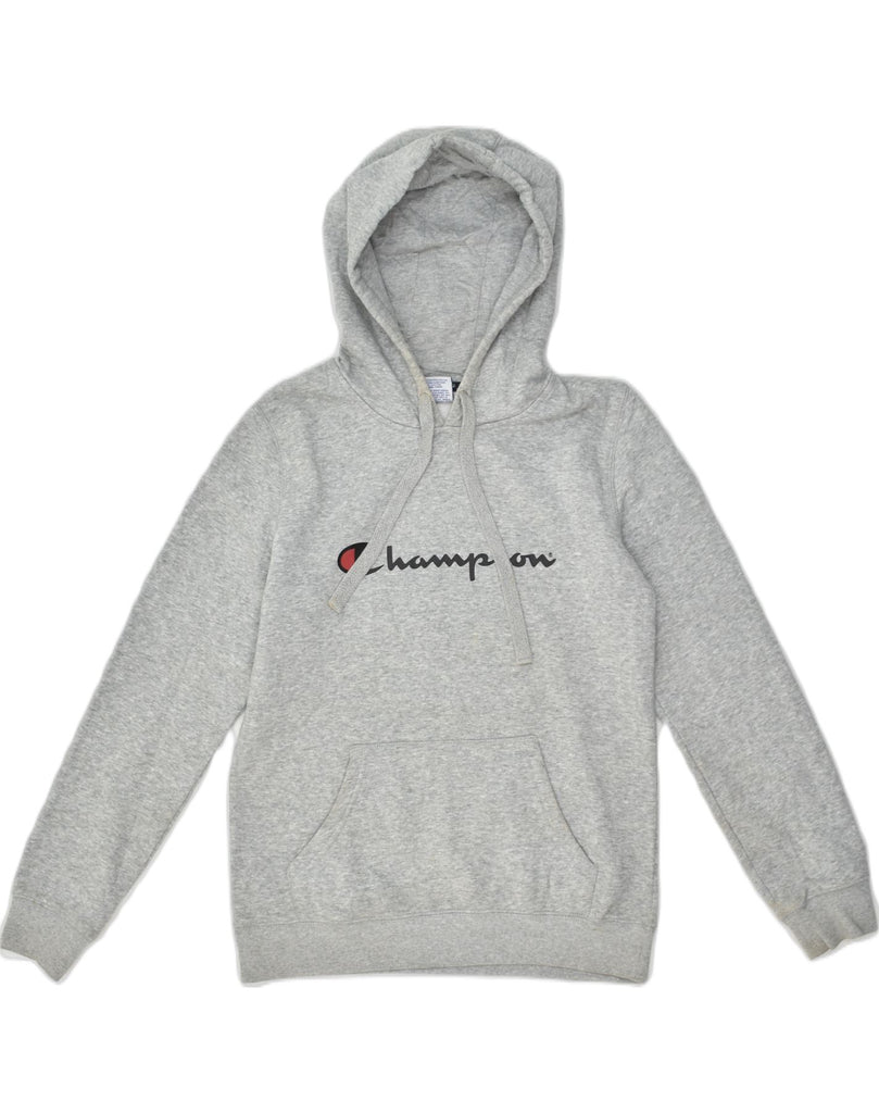 CHAMPION Mens Graphic Hoodie Jumper Small Grey Cotton | Vintage Champion | Thrift | Second-Hand Champion | Used Clothing | Messina Hembry 