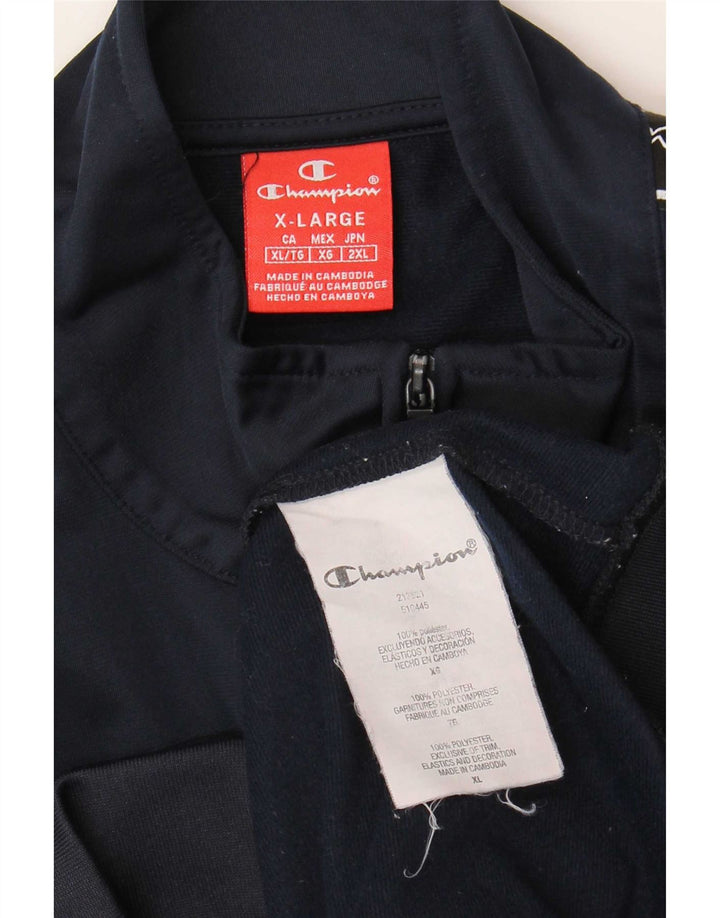 Champion Mens Graphic Tracksuit Top Jacket XL Navy Blue Polyester