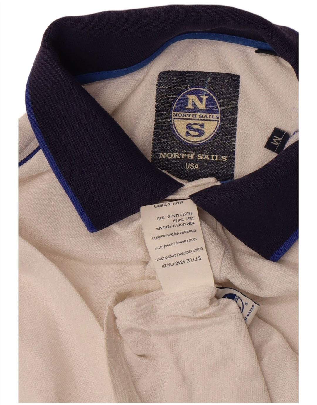 North Sails Mens Polo Shirt Medium White Colourblock Cotton