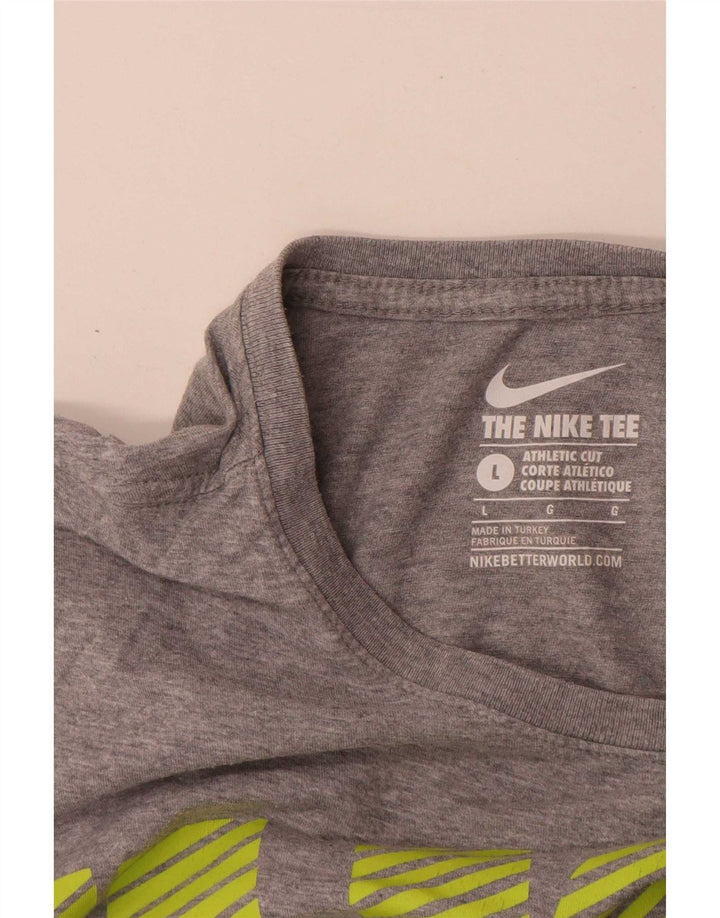 Nike Mens Athletic Cut Graphic T-Shirt Top Large Grey Flecked