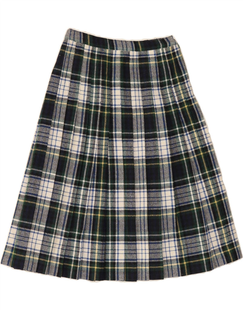 VINTAGE Womens A-Line Skirt W24 XS Green Check Polyester Vintage Vintage and Second-Hand Vintage from Messina Hembry 