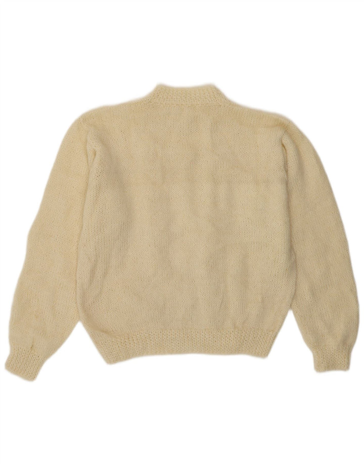 Vintage Womens Turtle Neck Jumper Sweater UK 14 Medium Off White Geometric