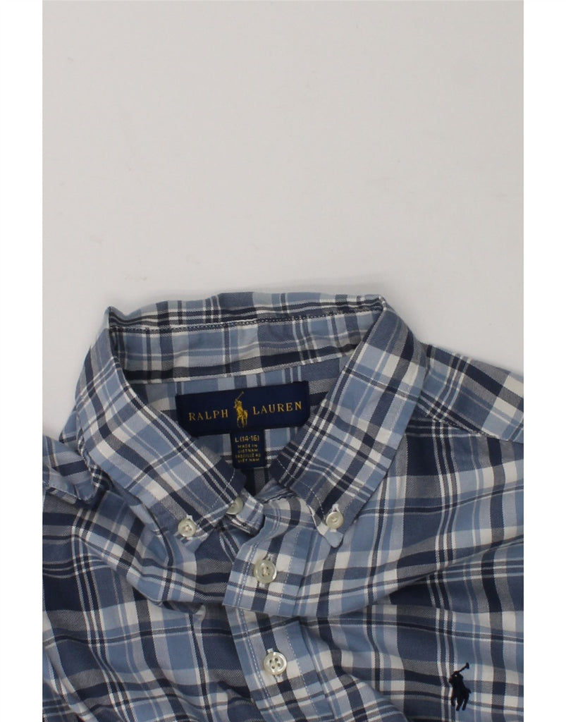 POLO RALPH LAUREN Boys Shirt 14-15 Years Large  Blue Check Cotton | Vintage Polo Ralph Lauren | Thrift | Second-Hand Polo Ralph Lauren | Used Clothing | Messina Hembry 