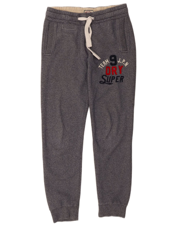Superdry Mens Graphic Slim Tracksuit Trousers Joggers Small  Grey Cotton