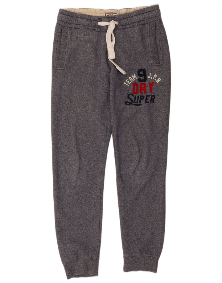 Superdry Mens Graphic Slim Tracksuit Trousers Joggers Small  Grey Cotton