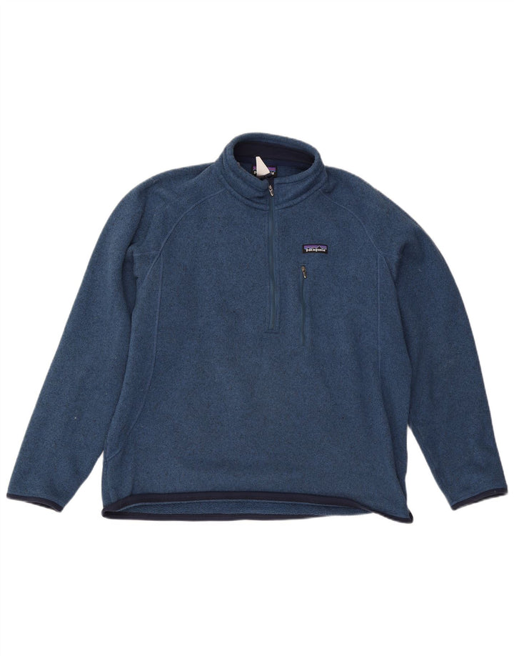 Patagonia Mens Zip Neck Sweatshirt Jumper Large Blue Polyester