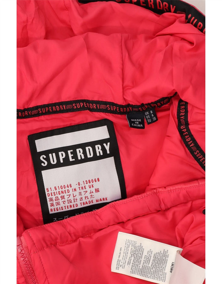 Superdry Womens Hooded Padded Jacket UK 8 Small Pink Flecked Polyester