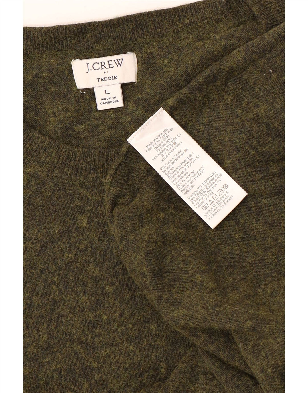 J. CREW Womens Teddie Boat Neck Jumper Sweater UK 16 Large Green Flecked