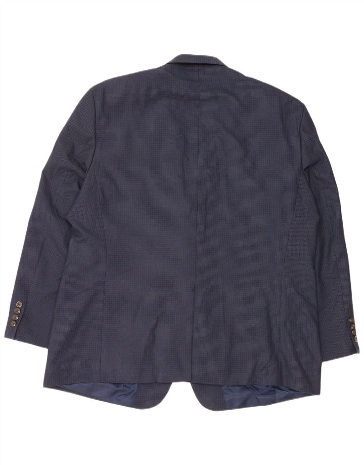 Chaps Mens Blazer Jacket EU 50 Large Navy Blue Houndstooth Polyester