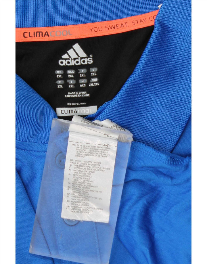 Adidas Mens Climacool Polo Shirt 2XL Blue Colourblock Polyester