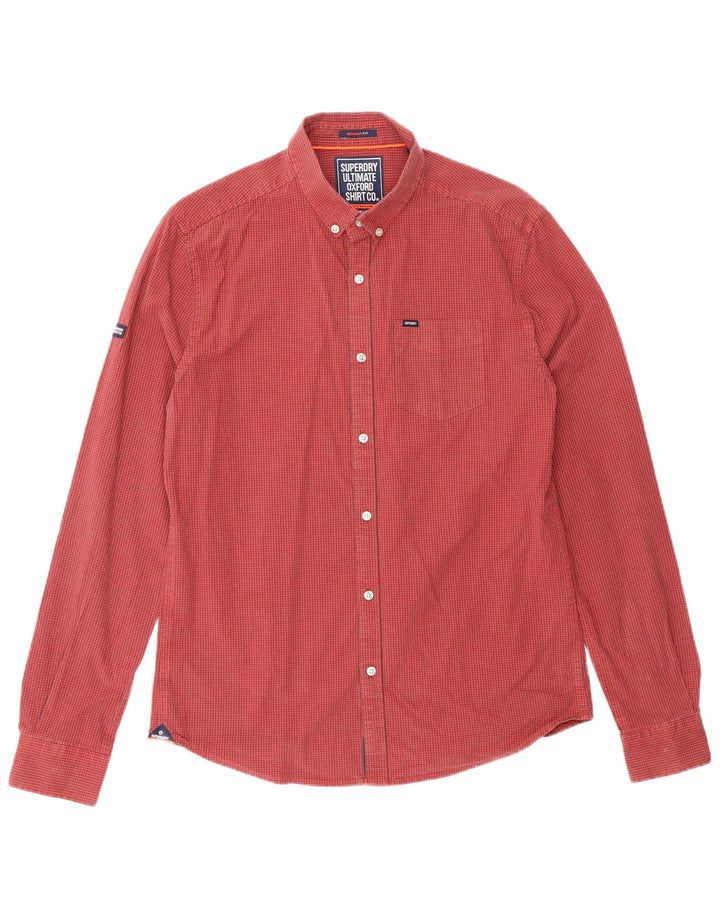 SUPERDRY Mens Regular Fit Shirt Medium Red Gingham Cotton