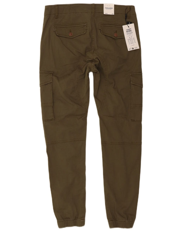 Jack & Jones Mens Paul Joggers Cargo Trousers W30 L30 Khaki Cotton