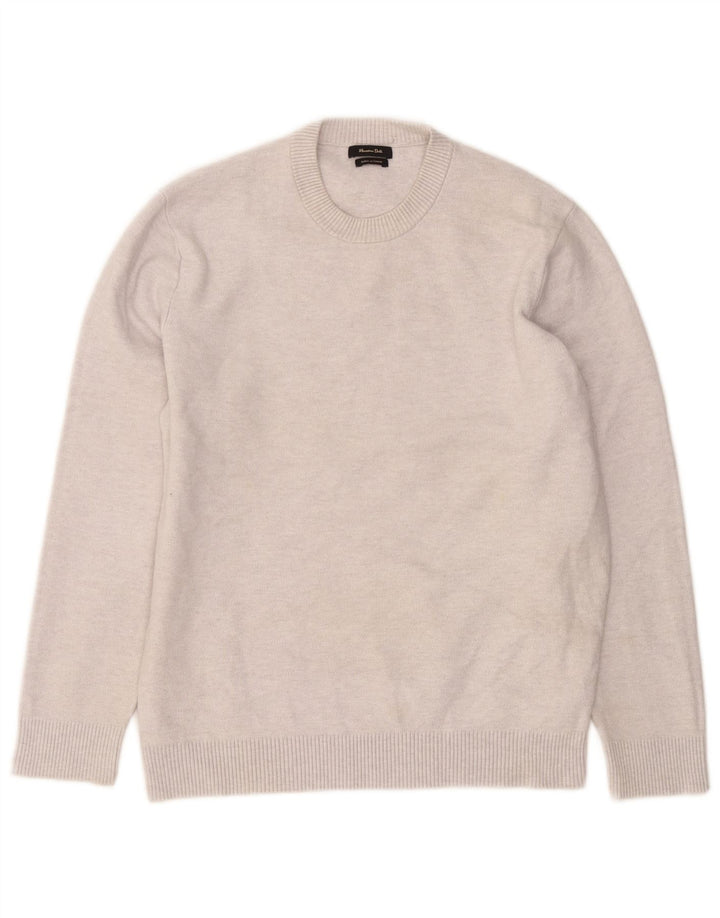 Massimo Dutti Mens Crew Neck Jumper Sweater Large Grey Polyamide