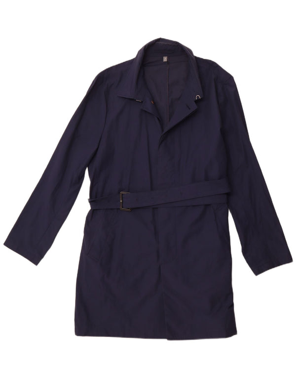 BONOBOS Womens Trench Coat UK 18 XL Navy Blue Cotton