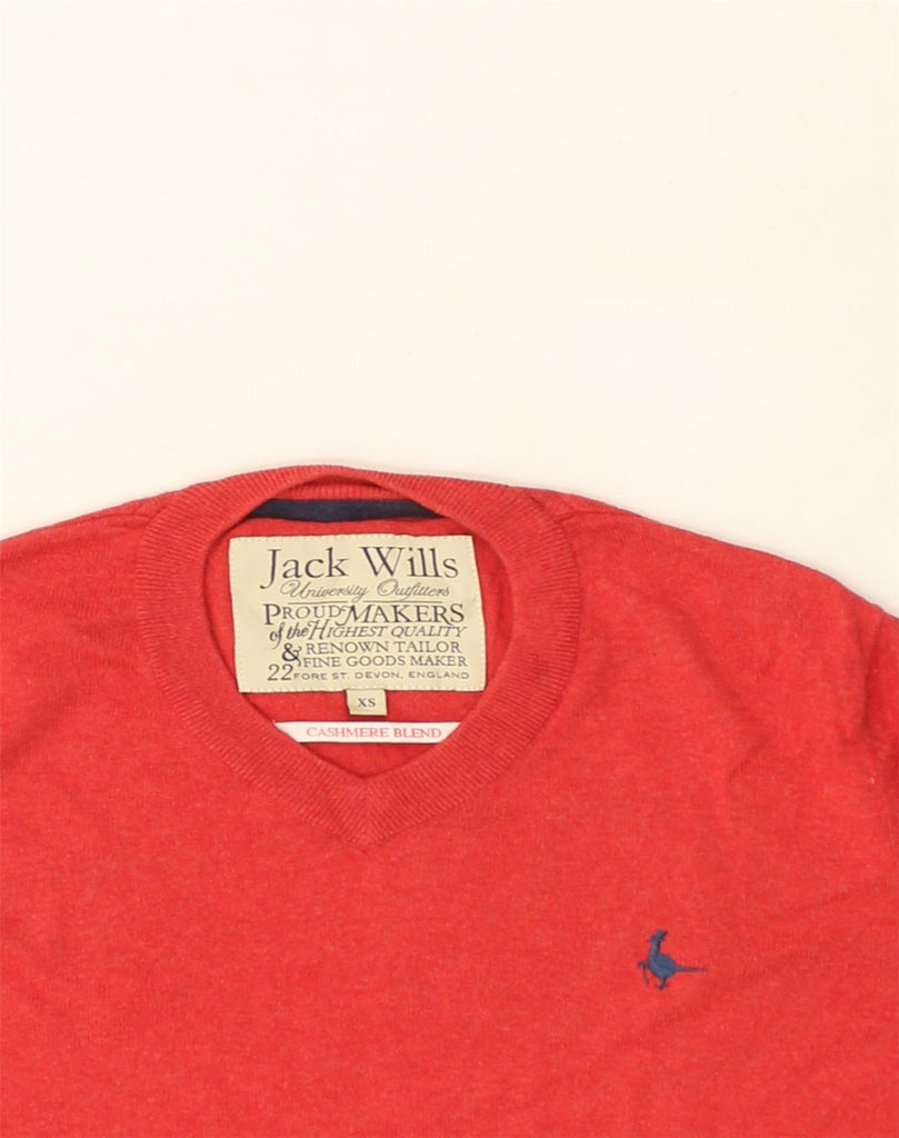 JACK WILLS Mens V-Neck Jumper Sweater XS Red Cotton | Vintage Jack Wills | Thrift | Second-Hand Jack Wills | Used Clothing | Messina Hembry 