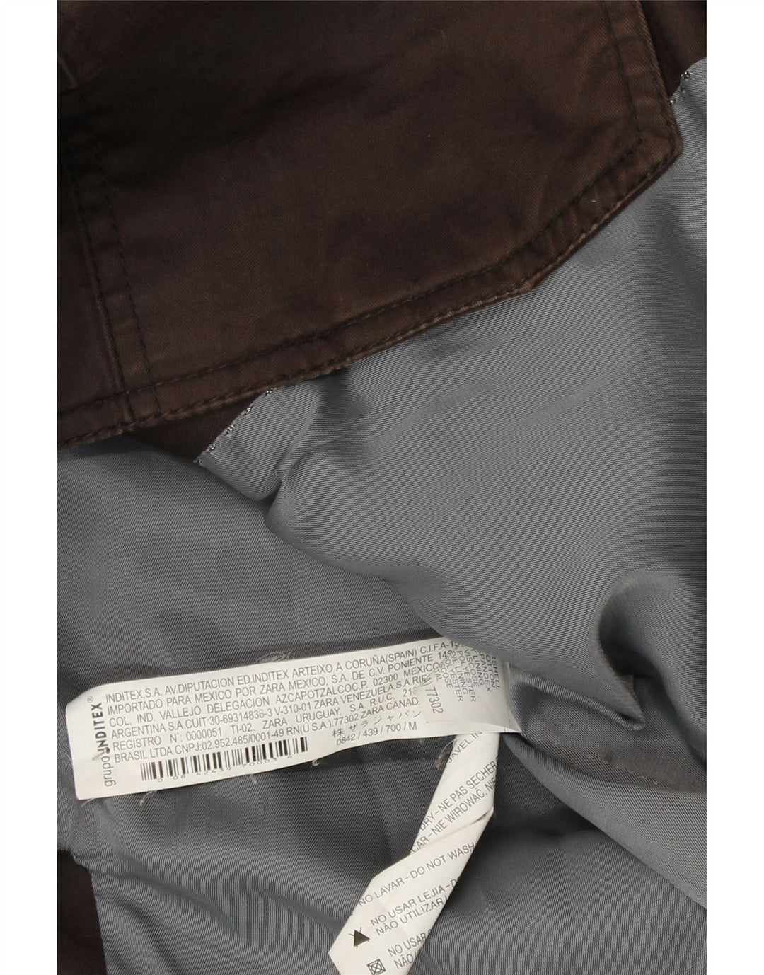 Zara Mens Military Jacket UK 38 Medium Brown Cotton