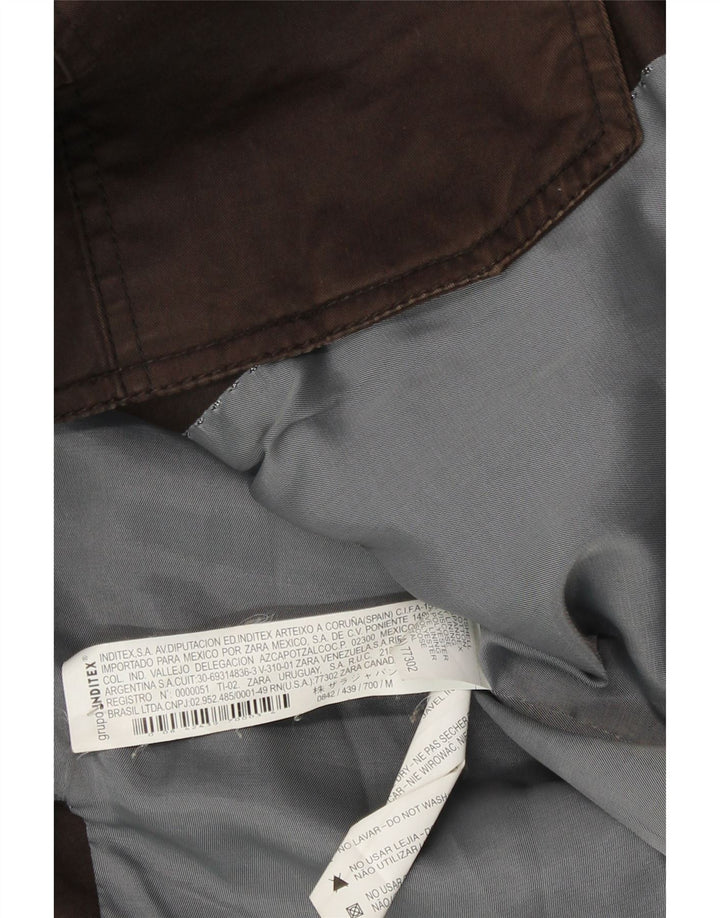 Zara Mens Military Jacket UK 38 Medium Brown Cotton