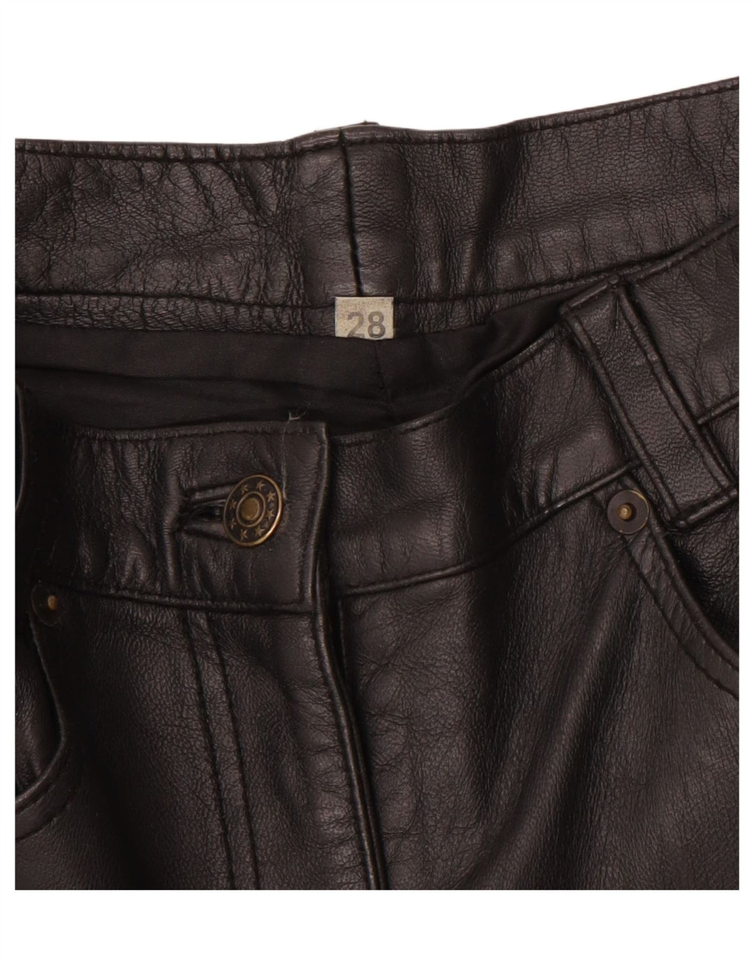 VINTAGE Womens Slim Leather Trousers W28 L30 Black